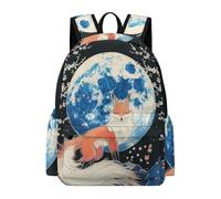 TPISLI Fox Moon Pattern Rucksack Boys 8 Year Olds Animal Fox School Bag Students Year 6 Trendy Modern 14 Inch Laptop Backpack School Years 7-10 Travel Use