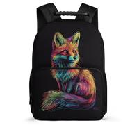 TPISLI Fox Motif Backpack for Kids Age 5-10, Animal Print School Bag for Students, Lightweight Rucksack, Side Pockets, Padded Back, Travel Daily Use