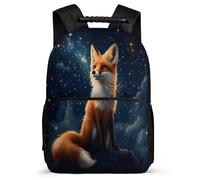 TPISLI Fox Motif Bookbag for Students Primary Age 6-11 Animal Print Daypack for Girls Boys Primary School, Adjustable Straps Side Pockets Short Trips