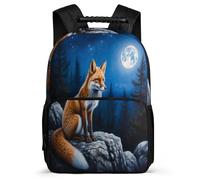 TPISLI Fox Motif Bookbag Year 2-5 for Students School Years 2-5 Animal Pattern School Bag Kids and Teens, Soft Felt Details Side Pockets Daily Essentials