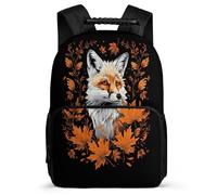 TPISLI Fox Motif Rucksack Junior School for Kids and Teens School Years 2-5 Animal Print Daypack Children, Side Pockets 1680D Fabric Travel Daily Use