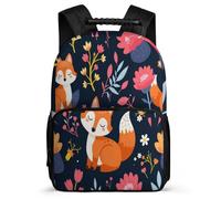 TPISLI Fox Motif School Backpack for Boys Girls Age 5-10 Animal Print Rucksack for Children Primary Classes, Side Pockets 1680D Fabric Travel Daily Use