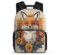 TPISLI Fox Motif School Backpack for Boys Girls Primary Classes Animal Print Rucksack 6-11 Years Children, Sturdy Handle Adjustable Straps Birthday Gift