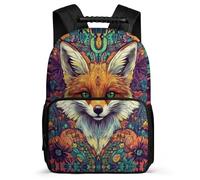 TPISLI Fox Motif School Backpack for Kids and Teens Primary Classes Animal Theme Daypack 6-11 Years Girls, 1680D Fabric Soft Felt Details Travel Daily Use