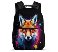 TPISLI Fox Motif School Backpack for Kids Primary Classes Animal Fox Design School Bag Age 5-10 Boys Girls, Padded Back Soft Felt Details Travel Daily Use