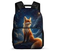 TPISLI Fox Motif School Bag for Children Primary Age 6-11 Animal Fox Daypack for Children Junior School, Soft Felt Details Side Pockets Travel Daily Use