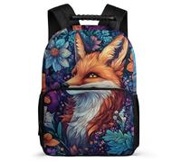 TPISLI Fox Pattern Backpack for Girls Boys Primary Age 6-11 Animal Motif Rucksack for Children Primary Classes, Sturdy Handle Side Pockets Back to School Gift