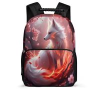 TPISLI Fox Pattern Bookbag for Students School Years 1-4 Animal Fox Backpack Primary Age 6-11 Girls Boys, Soft Felt Details Lightweight Daily Essentials