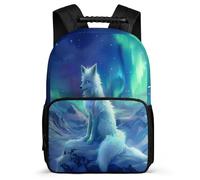 TPISLI Fox Pattern Rucksack for Kids 6-11 Years, Animal Aurora Bookbag for Students, Durable Backpack, 1680D Fabric, Primary Classes, Daily Essentials