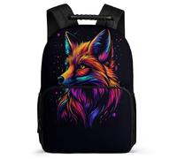 TPISLI Fox Pattern School Backpack for Kids and Teens Year 3-6 Animal Fox School Bag 8-12 Years Girls, Soft Felt Details 1680D Fabric Outdoor Day Trips