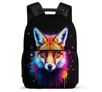 TPISLI Fox Pattern School Bag for Kids and Teens 7-11 Year Olds Animal Motif Rucksack for Children Junior School, Durable 1680D Fabric Travel Daily Use