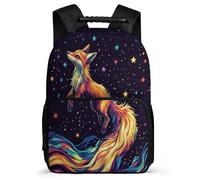 TPISLI Fox Print Backpack for Children Year 3-6, Animal Design Rucksack for Kids, Lightweight School Bag, Side Pockets, Padded Back, Travel Daily Use