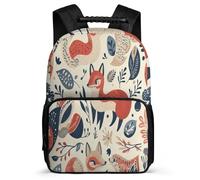 TPISLI Fox Print School Bag for Kids and Teens Primary Classes Animal Design School Bag Age 7-12 Kids and Teens, Soft Felt Details Lightweight Short Trips