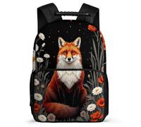 TPISLI Fox Print School Bag Junior School for Children Primary Age 6-11 Animal Motif Backpack Children, Adjustable Straps Padded Back Travel Daily Use