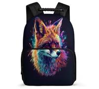TPISLI Fox Print School Bag Primary School for Kids and Teens Ages 6-10 Animal Design Backpack Boys Girls, Soft Felt Details Lightweight Outdoor Day Trips