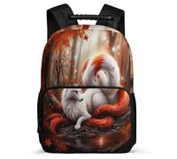 TPISLI Fox Rucksack School Years 1-4 for Children School Years 2-5 Animal Fox Bookbag Girls, Soft Felt Details 1680D Fabric Outdoor Day Trips
