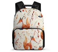 TPISLI Fox School Backpack for Kids and Teens Year 3-6 Animal Fox Bookbag Primary Age 6-11 Girls, Sturdy Handle Side Pockets Travel Daily Use