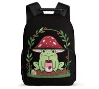 TPISLI Frog Pattern School Backpack Primary School for Students Primary Age 6-11 Small Animal Rucksack Kids and Teens, 1680D Fabric Soft Felt Details Travel Daily Use