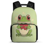 TPISLI Frog School Backpack for Students Year 3-6 Small Animal Daypack for Children Junior School, Soft Felt Details Side Pockets Daily Essentials