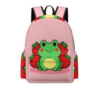 TPISLI Frog Strawberry Motif Rucksack Students Year 4 Small Animal Daypack Girls Year 6 Trendy Modern Autumn Trip School Bag Primary School Travel Daily Use Everyday Use
