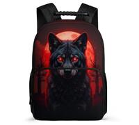 TPISLI Full Moon Wolf Rucksack for Children Primary Classes Wolves Moon Backpack 8-12 Years Kids and Teens, Padded Back Soft Felt Details Back to School Gift