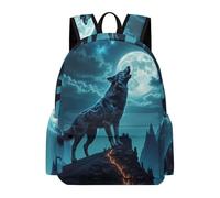 TPISLI Full-Moon Wolves Bookbag Kids Ages 7-10 Moon Wolf Rucksack Boys Year 7-9 Cool Back to School Gift Daypack Secondary School Outdoor Travel Everyday Use