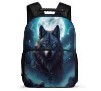 TPISLI Full-Moon Wolves School Bag Primary Classes for Kids and Teens 6-11 Years Moon Wolf Backpack Girls Boys, 1680D Fabric Padded Back Outdoor Day Trips