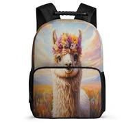 TPISLI Funny Alpaca Bookbag for Kids and Teens 7-11 Year Olds Animal Llama Backpack for Girls Boys Primary Classes, Padded Back Side Pockets Short Trips