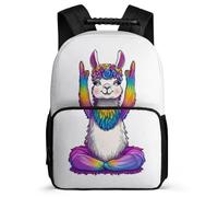 TPISLI Funny Alpaca Design Daypack for Students Primary Age 6-11 Animal Print Backpack for Kids and Teens Year 2-5, Soft Felt Details Side Pockets Birthday Gift