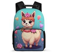 TPISLI Funny Alpaca Motif School Backpack for Students Primary School Animal Llama Backpack 6-11 Years Boys Girls, Padded Back Soft Felt Details Travel Daily Use