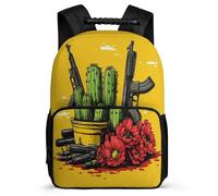 TPISLI Funny Cactus Motif Backpack for Children Year 3-6, Plants Rucksack for Kids, Lightweight School Bag, Side Pockets, Padded Back, Travel Daily Use