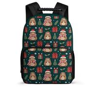 TPISLI Funny Capybara School Backpack for Boys Girls Age 7-12 Christmas Theme Backpack for Kids and Teens School Years 1-4, 1680D Fabric Soft Felt Details Daily Essentials