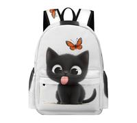 TPISLI Funny Cat Backpack Boys Age 7 Black Kitten Book Bag Girls Year 3 Modern Durable 11.6 Inch Laptop Daypack Secondary School Hiking Travel Use Daily Carry