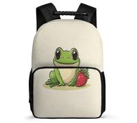 TPISLI Funny Frog Print School Backpack for Kids and Teens 8-12 Years Animal Motif Bookbag for Children Primary Classes, 1680D Fabric Lightweight Back to School Gift