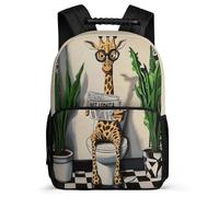 TPISLI Funny Giraffe Backpack for Boys Girls Primary Age 6-11 Animal Daypack for Boys School Years 1-4, 1680D Fabric Soft Felt Details Outdoor Day Trips