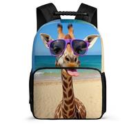 TPISLI Funny Giraffe Backpack School Years 1-4 for Kids and Teens Primary Age 6-11 Animal Rucksack Girls Boys, Durable Side Pockets Daily Essentials