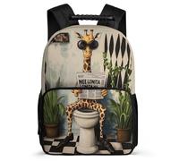 TPISLI Funny Giraffe Pattern School Backpack for Girls Boys Age 5-10 Animal Daypack for Girls Boys School Years 1-4, Soft Felt Details Durable Travel Daily Use