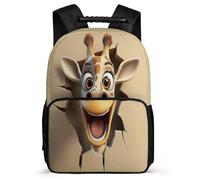 TPISLI Funny Giraffe School Backpack 6-11 Years for Kids, Animal Daypack for Boys Girls, Lightweight Bag, Side Pockets, Padded Back, Travel Daily Use