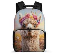 TPISLI Funny Llama Print Daypack for Children Age 7-12 Animal Alpaca Rucksack for Kids and Teens Primary School, Side Pockets 1680D Fabric Back to School Gift
