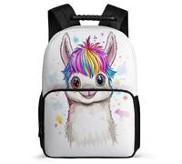 TPISLI Funny Llama Rucksack School Years 1-4 for Boys 7-11 Year Olds Animal Alpaca Daypack Kids and Teens, Side Pockets Soft Felt Details Travel Daily Use