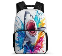 TPISLI Funny Shark Print Backpack for Kids and Teens 7-11 Year Olds Marine Life Design Backpack for Girls Boys Primary Classes, Sturdy Handle Soft Felt Details School Travel