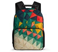 TPISLI Geometric Shapes Motif Bookbag Year 2-5 for Students School Years 2-5 3D Printed School Bag Kids and Teens, Soft Felt Details Side Pockets Daily Essentials