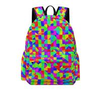 TPISLI Geometric Shapes Rucksack Boys Age 15 Multicoloured Book Bag Kids Year 7-9 Lightweight Durable 14 Inch Laptop Backpack Junior School Hiking Day Trips Travel Use