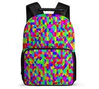 TPISLI Geometric Shapes School Backpack for Children School Years 1-4 Multicoloured Daypack Age 5-10 Kids and Teens, Soft Felt Details Sturdy Handle Travel Daily Use