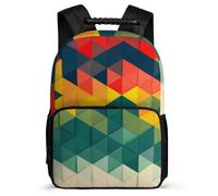 TPISLI Geometric Shapes School Backpack for Students Year 3-6 3D Motif Daypack for Children Junior School, Soft Felt Details Side Pockets Daily Essentials