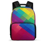 TPISLI Geometric Shapes School Bag for Students Age 7-12 3D Colourful School Bag for Boys Girls Primary Classes, Padded Back Sturdy Handle Outdoor Day Trips