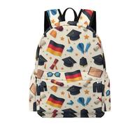 TPISLI Germany Flag Daypack Kids Age 10-14 Graduation Theme School Bag Students Year 6 Durable Lightweight 14 Inch Laptop Backpack School Years 3-6 Daily Use Outdoor Gift
