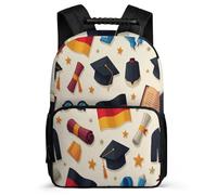 TPISLI Germany Flag School Backpack for Students 7-11 Year Olds Graduation Theme Backpack for Boys Girls Primary Classes, Soft Felt Details Padded Back Short Trips