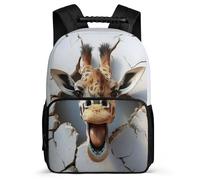 TPISLI Giraffe 3D Design School Bag for Kids and Teens Primary Age 6-11 Animal Pattern Rucksack for Girls Boys Year 3-6, Soft Felt Details Side Pockets School Travel