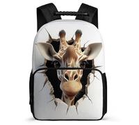 TPISLI Giraffe 3D Print Backpack for Kids and Teens Primary Classes Animal School Bag Year 3-6 Kids and Teens, 1680D Fabric Sturdy Handle Outdoor Day Trips